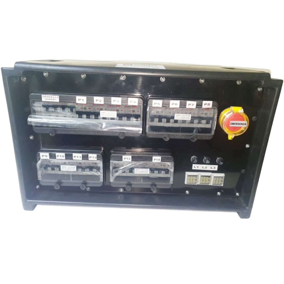 QUADRO CORRENTE POWERBOX SPINA 63A PENTAPOLARE TRIFASE 12 PRESE CEE 16A MONOFASE