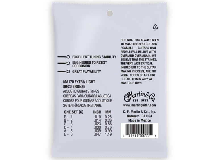 MARTIN   CO MARTIN MA170 SP80-20 BRONZE EXTRA LIGHT 010-047 CORDIERA PER CHITARRA ACUSTICA