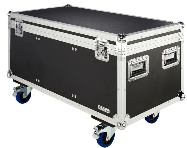 FLYHT PRO CABLE CASE 98x40x48 FLIGHT CASE 4 MANIGLIE 2 CHIUSURE 3 SCOMPARTI RUOTE 100MM 2+2 CON FRENO