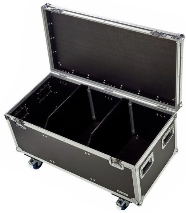 FLYHT PRO CABLE CASE 98x40x48 FLIGHT CASE 4 MANIGLIE 2 CHIUSURE 3 SCOMPARTI RUOTE 100MM 2+2 CON FRENO