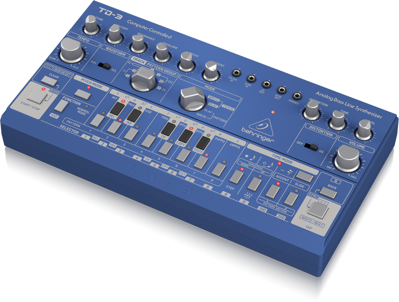 BEHRINGER TD-3 BU BLUE SINTETIZZATORE ANALOGICO DI BASSI CON STEP SEQUENCER ARPEGGIATORE E FILTRO RISONANTE EX-DEMO