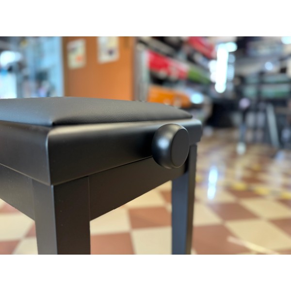 Panca da Pianoforte Weisbach – Nero Satinato con Seduta in Pelle