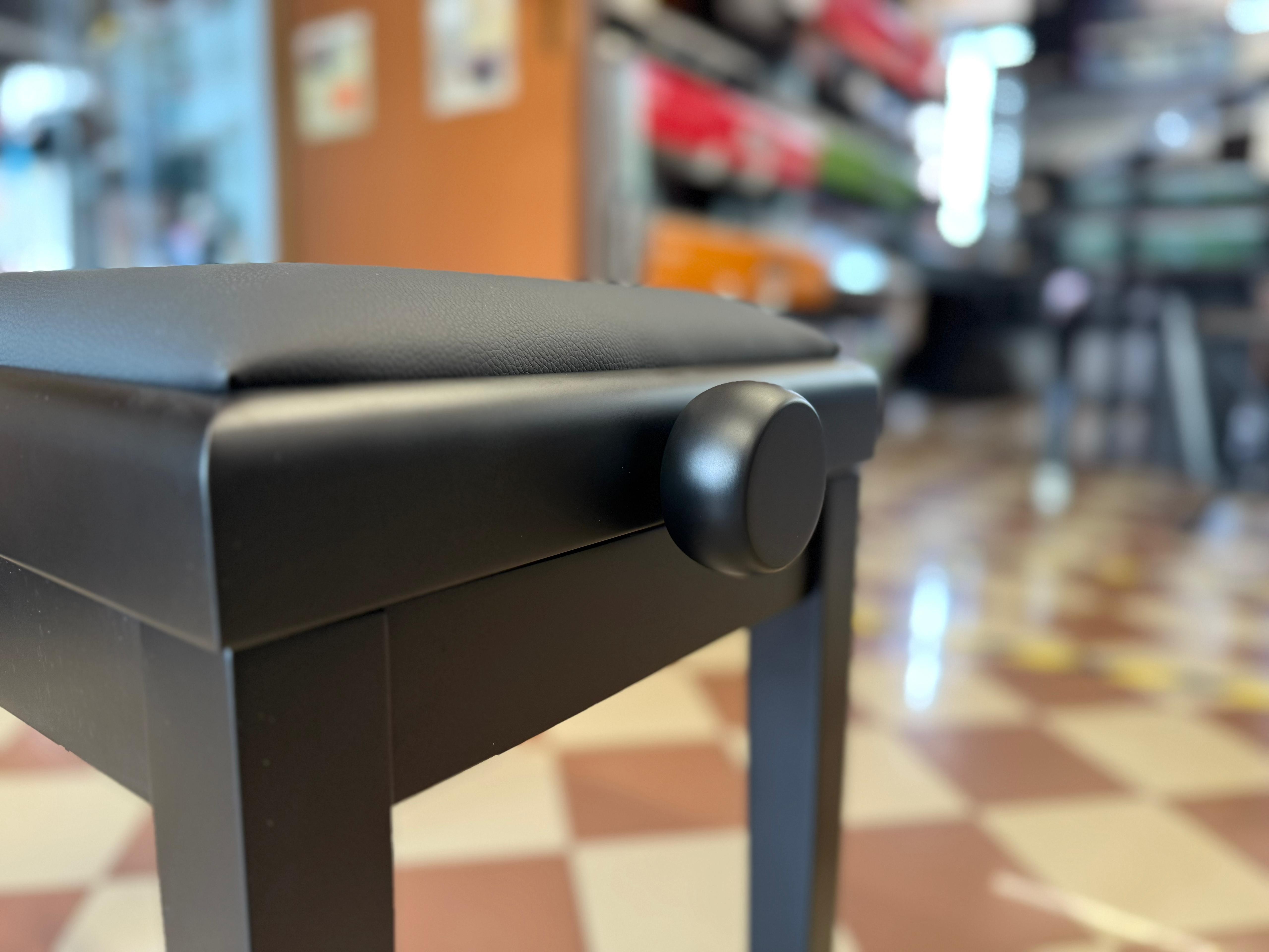 Panca da Pianoforte Weisbach – Nero Satinato con Seduta in Pelle