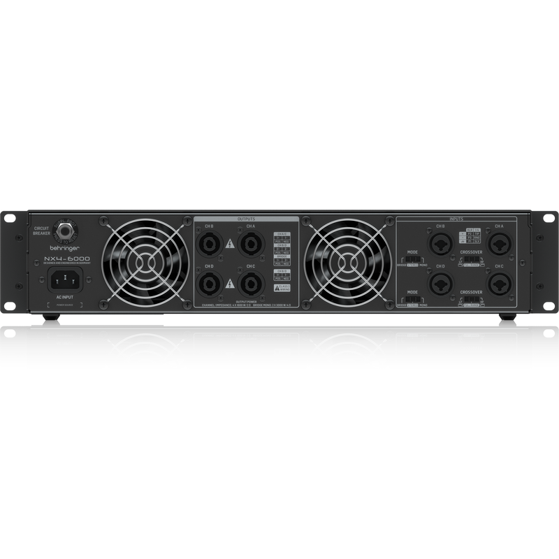 BEHRINGER NX4-6000 FINALE DI POTENZA 4 x 1600 WATT 4 CANALI CON COMPENSAZIONE AUTOMATICA DELL' IMPEDENZA EX-DEMO