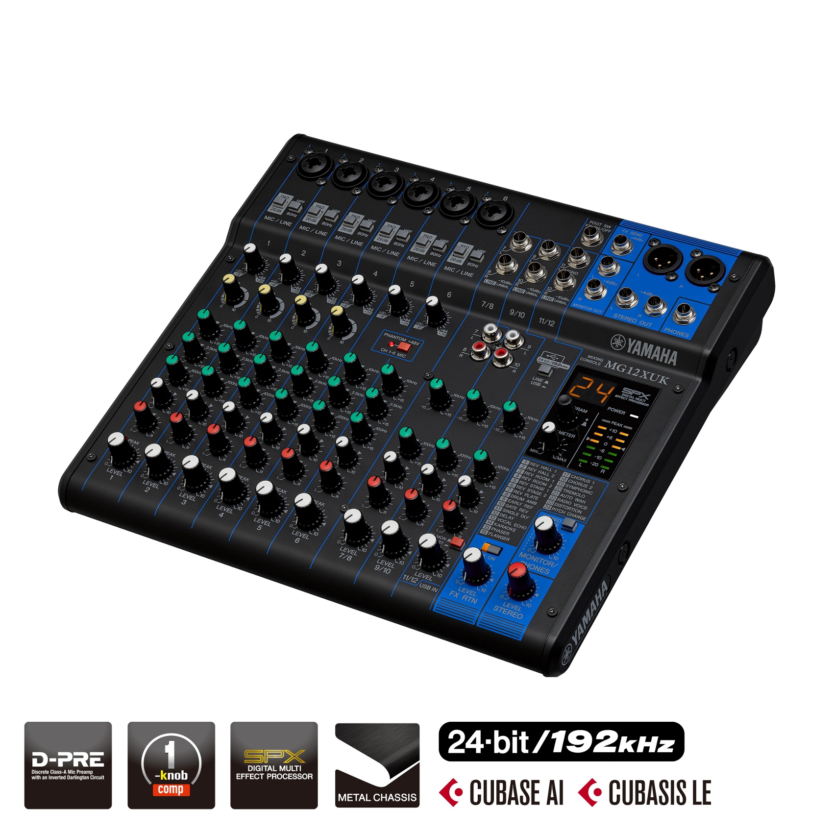 YAMAHA MG12XUK MIXER 12 CANALI CON ALIMENTAZIONE PHANTOM ED EFFETTI