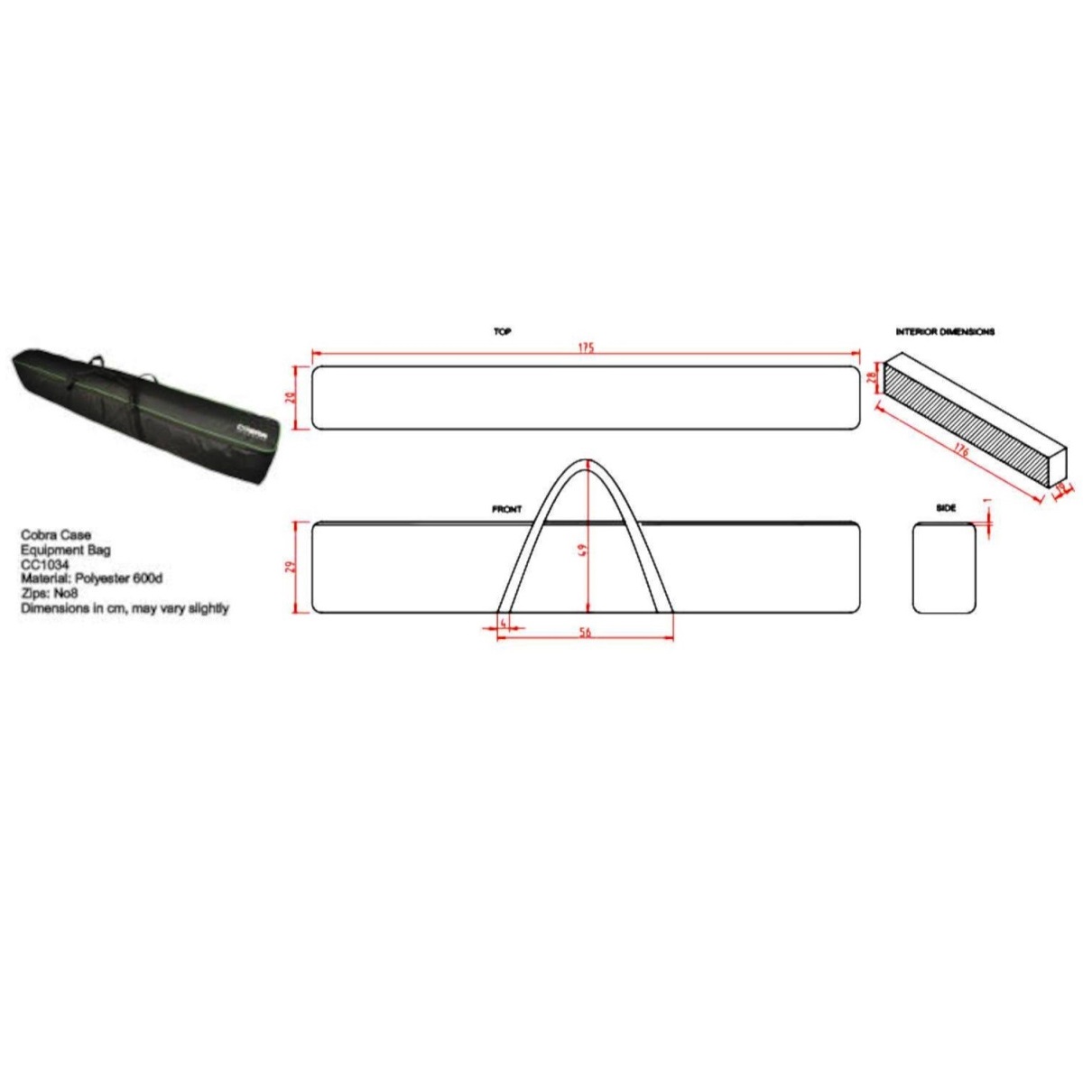 COBRA CC1034 BAG CUSTODIA PER WIND-UP BORSA IMBOTTITA 1750 X 190 X 280 MM