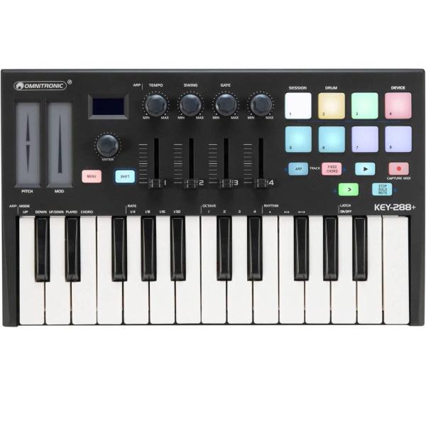 OMNITRONIC KEY-288+ MIDI CONTROLLER MIDI USB 25 TASTI + 8 DRUM PAD RETROILLUMINATI (Copy)