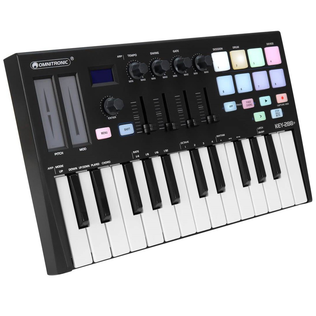 OMNITRONIC KEY-288+ MIDI CONTROLLER MIDI USB 25 TASTI + 8 DRUM PAD RETROILLUMINATI (Copy)