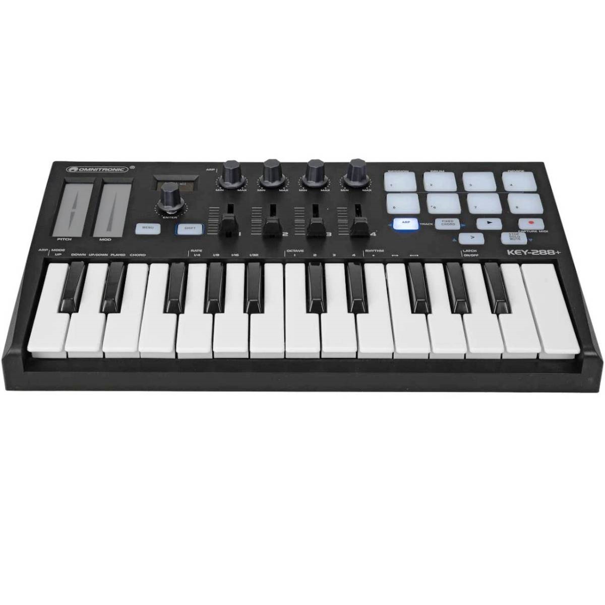 OMNITRONIC KEY-288+ MIDI CONTROLLER MIDI USB 25 TASTI + 8 DRUM PAD RETROILLUMINATI (Copy)