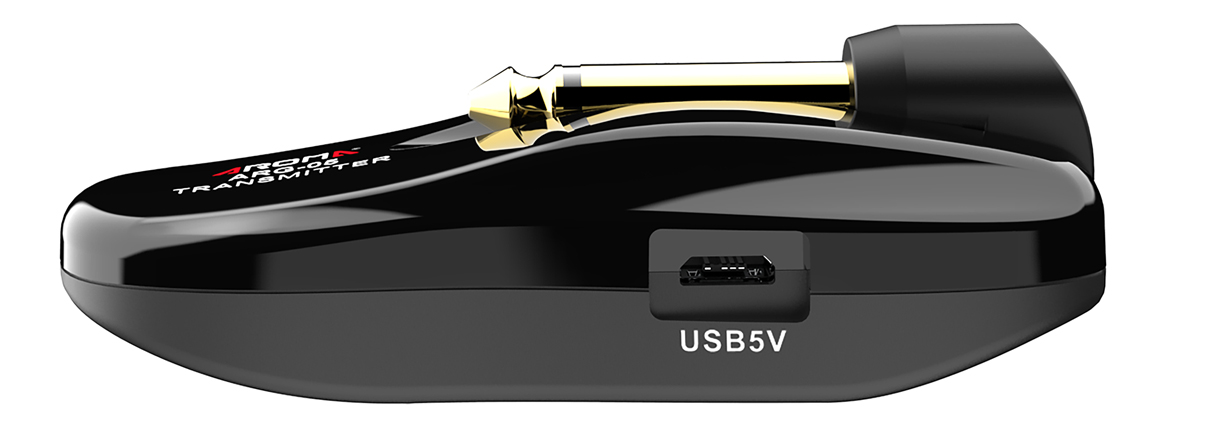 AROMA ARG-05 TRASMETTITORE-RICEVITORE SISTEMA RADIO WIRELESS PER CHITARRA 5 8GHZ RICARICABILE USB JACK REGOLABILE