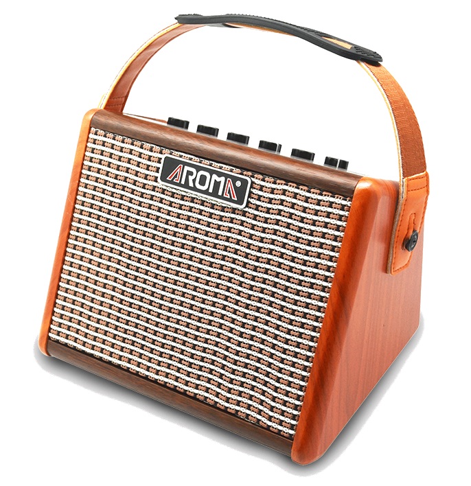 AROMA AG-15A AMPLIFICATORE 15 WATT 5" PER CHITARRA ACUSTICA CON INGRESSO MICROFONO BATTERIA RICARICABILE INTEGRATA ED EFFETTO EC
