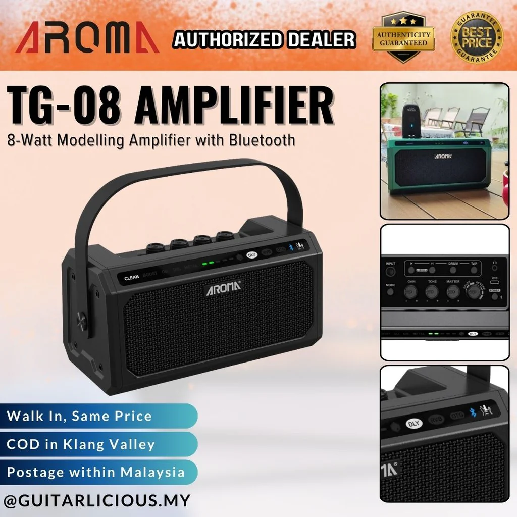 AROMA TG-08 AMPLIFICATORE 10 WATT BLUETOOTH AMP ALTOPARLANTE PORTATILE PER CHITARRA ELETTRICA