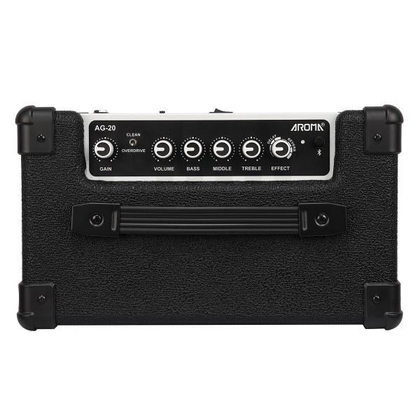 AROMA AG-20 AMPLIFICATORE CLEAN + OVERDRIVE 20 WATT 6 5" PER CHITARRA ELETTRICA CON EFFETTI BLUETOOTH