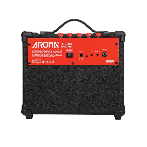 AROMA AG-20B AMPLIFICATORE CLEAN + OVERDRIVE 20 WATT 6 5" PER BASSO CON EFFETTI E BLUETOOTH
