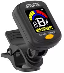 AROMA AT10A ACCORDATORE CROMATICO A PINZA RICARICABILE PER CHITARRA BASSO UKULELE E VIOLINO COLORE NERO