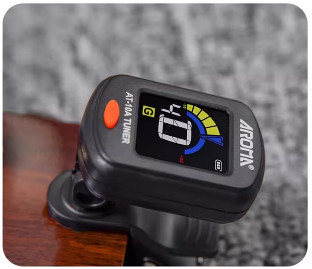 AROMA AT10A ACCORDATORE CROMATICO A PINZA RICARICABILE PER CHITARRA BASSO UKULELE E VIOLINO COLORE NERO