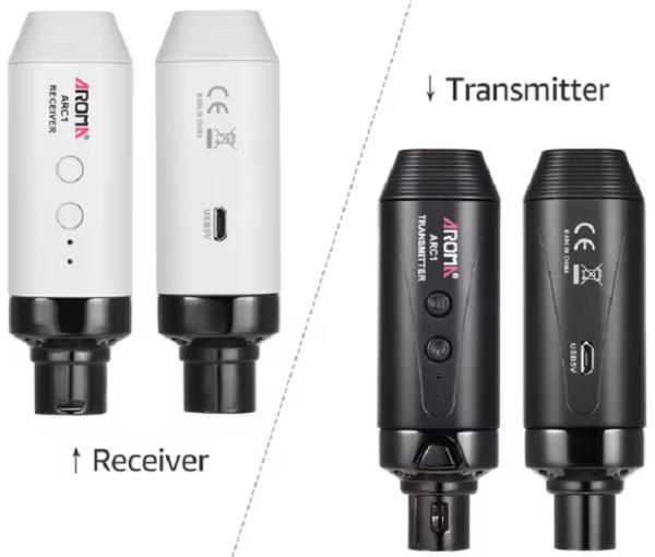 AROMA ARC 1 SISTEMA WIRELESS PER MICROFONO COMPOSTO DA TRASMETTITORE E RICEVITORE COMPATTI E PORTATILI