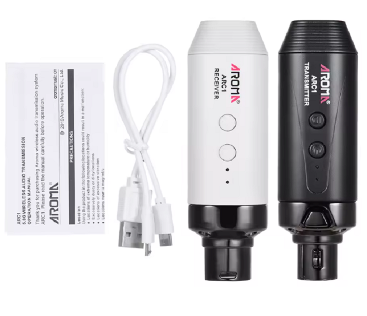 AROMA ARC 1 SISTEMA WIRELESS PER MICROFONO COMPOSTO DA TRASMETTITORE E RICEVITORE COMPATTI E PORTATILI