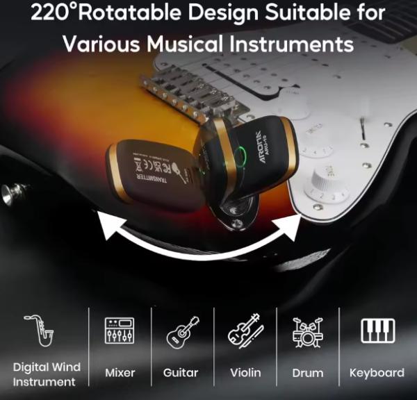 AROMA ARU 10 TRASMETTITORE-RICEVITORE SISTEMA RADIO WIRELESS PER CHITARRA