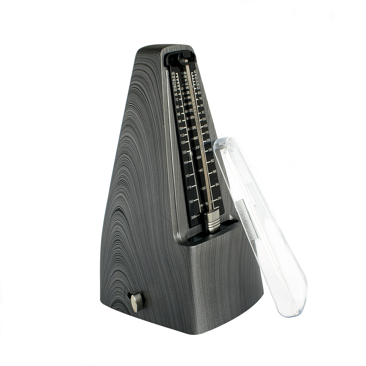 SOLO S-355 MS METRONOMO MECCANICO A PIRAMIDE COLOR ARGENTO OPACO BRUSHED SILVER CON IGROMETRO ANALOGICO