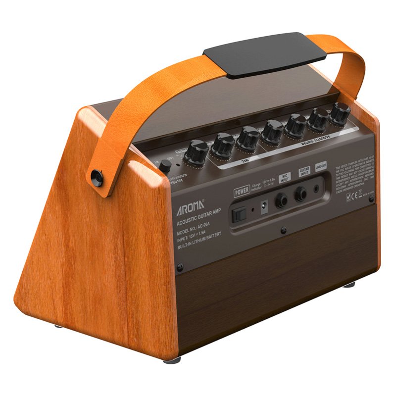 AROMA AG-26A AMPLIFICATORE PER CHITARRA ACUSTICA CON BLUETOOTH IN LEGNO