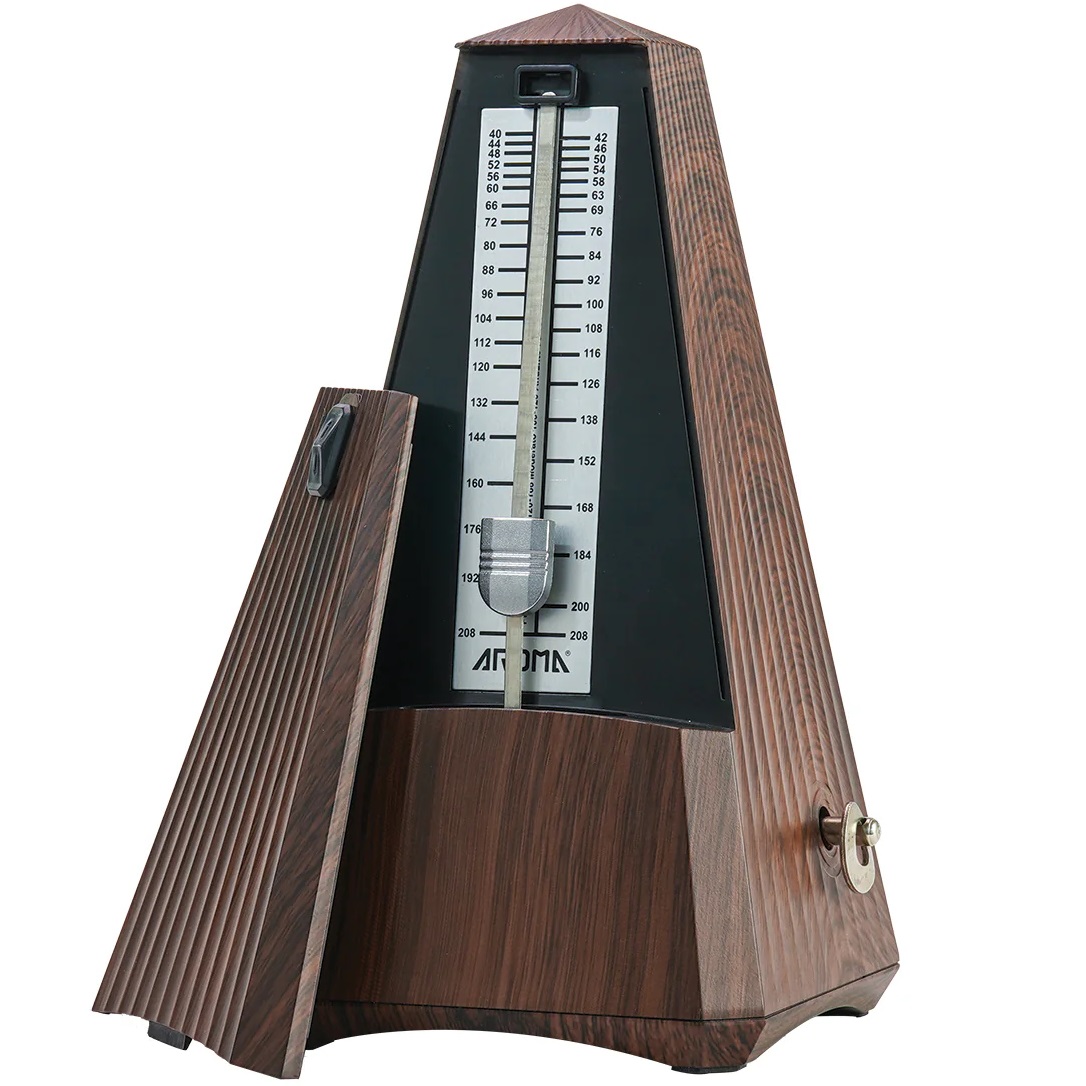 AROMA AM-711 METRONOMO MECCANICO A PIRAMIDE COLOR LEGNO CON IGROMETRO E TERMOMETRO DIGITALE