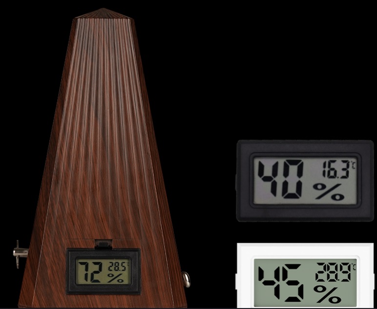 AROMA AM-711 METRONOMO MECCANICO A PIRAMIDE COLOR LEGNO CON IGROMETRO E TERMOMETRO DIGITALE