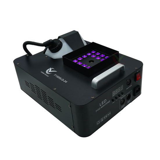 GOLDEN CENTURY F1500LQ-24 MACCHINA DEL FUMO 1500 WATT DMX 24 LED RGB 3 WATT GETTO VERTICALE TIPO CO2 TELECOMANDO REMOTO GITTATA 