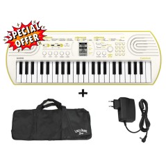 CASIO SA80 Bianca - OFFERTA BUNDLE TASTIERA 44 TASTI MINI BIANCA / GIALLO LIMONE con borsa e Alimentatore - back to school