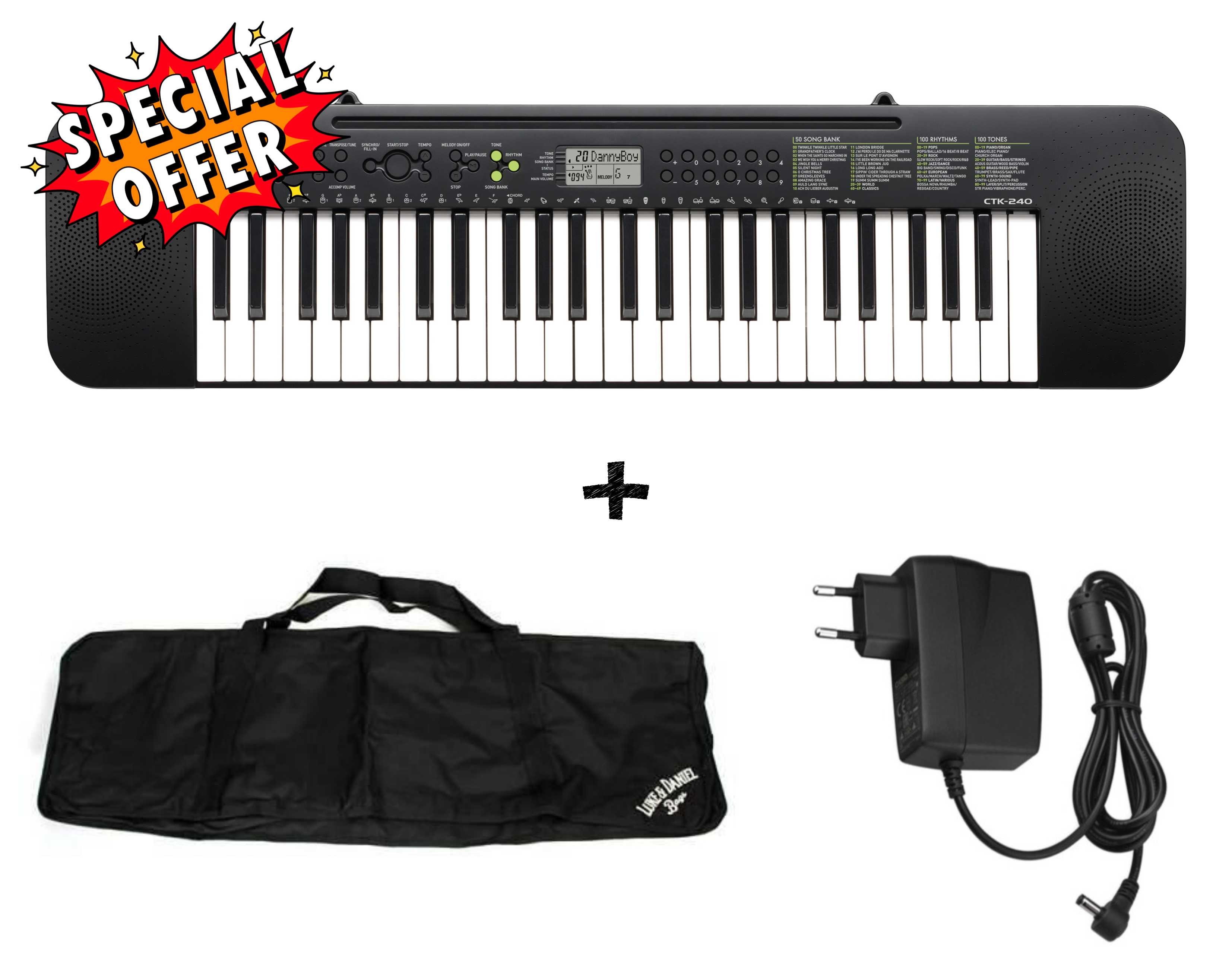 CASIO CTK 240 - IDEA REGALO TASTIERA ARRANGER CON CUSTODIA E ALIMENTATORE - back to school