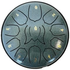 EXTREME STEEL TONGUE 11 TONI TAMBURO ARMONICO 16,5 CM TANK DRUM 6,5″ VERDE MARTELLATO