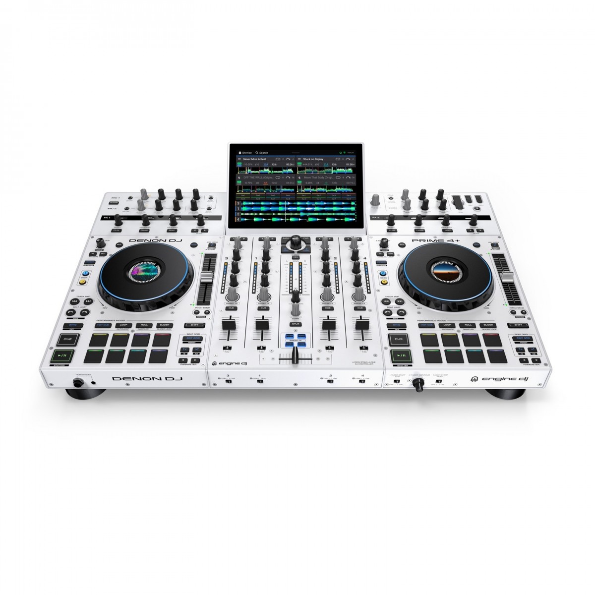 DENON DJ PRIME 4+ WHITE CONSOLE CONTROLLER STANDALONE PER DJ 4 DECK CON TOUCH SCREEN 10 4x USB + SD CARD