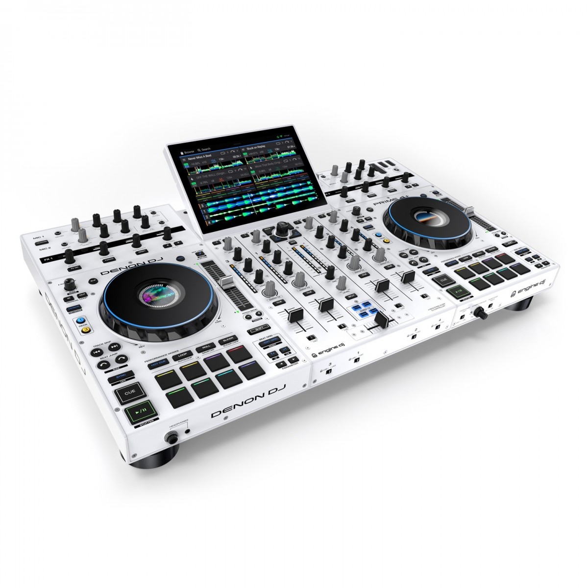 DENON DJ PRIME 4+ WHITE CONSOLE CONTROLLER STANDALONE PER DJ 4 DECK CON TOUCH SCREEN 10 4x USB + SD CARD