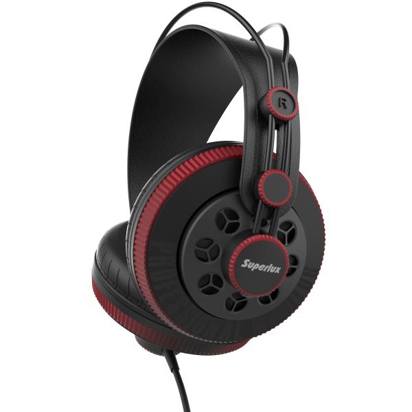 SUPERLUX HD-681 AIR CUFFIA DA STUDIO SEMIAPERTA CIRCUMAURALE DINAMICA NERA - ROSSA CON CUSCINETTI AD ARIA DI RICAMBIO