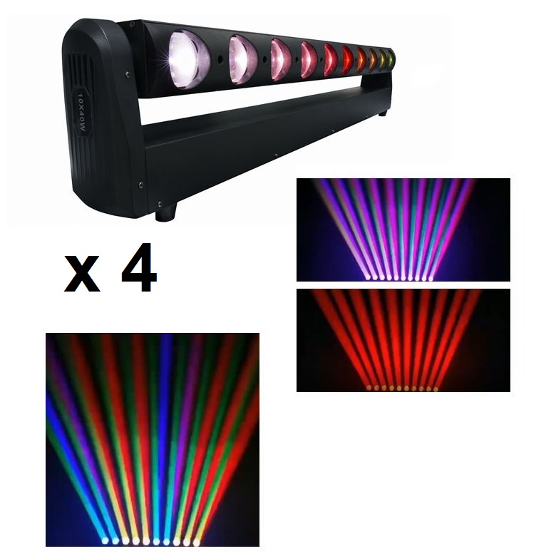 GOLDEN CENTURY MH1040 BARRA MOTORIZZATA 10 LED DA 40W RGBW IN BUNDLE 4 IN 1 FLIGHT CASE