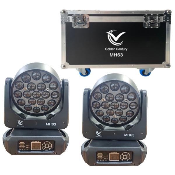 GOLDEN CENTURY MH63 TESTA MOBILE BEE EYES 19 X 15W RGBW IN BUNDLE 2 IN 1 FLIGHT CASE
