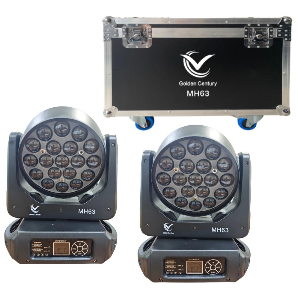 GOLDEN CENTURY MH63 TESTA MOBILE BEE EYES 19 X 15W RGBW IN BUNDLE 2 IN 1 FLIGHT CASE