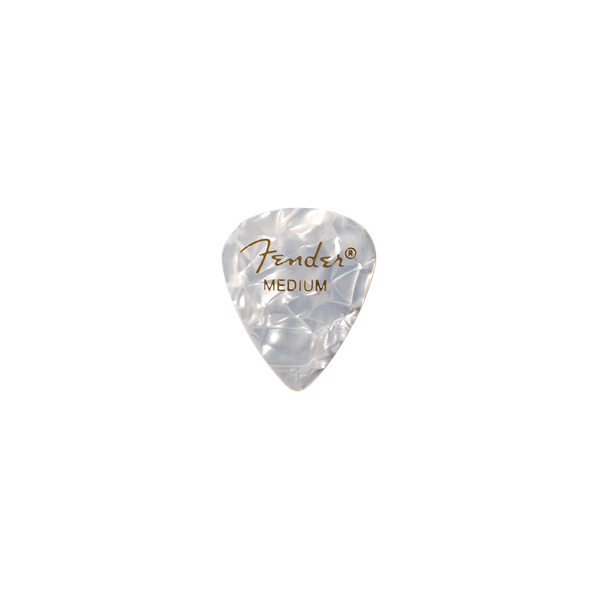 Fender Premium Celluloid 351 Shape Picks, Medium, White Moto, 144-Pack