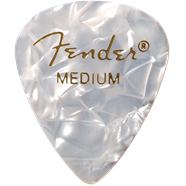 Fender Premium Celluloid 351 Shape Picks, Medium, White Moto, 144-Pack