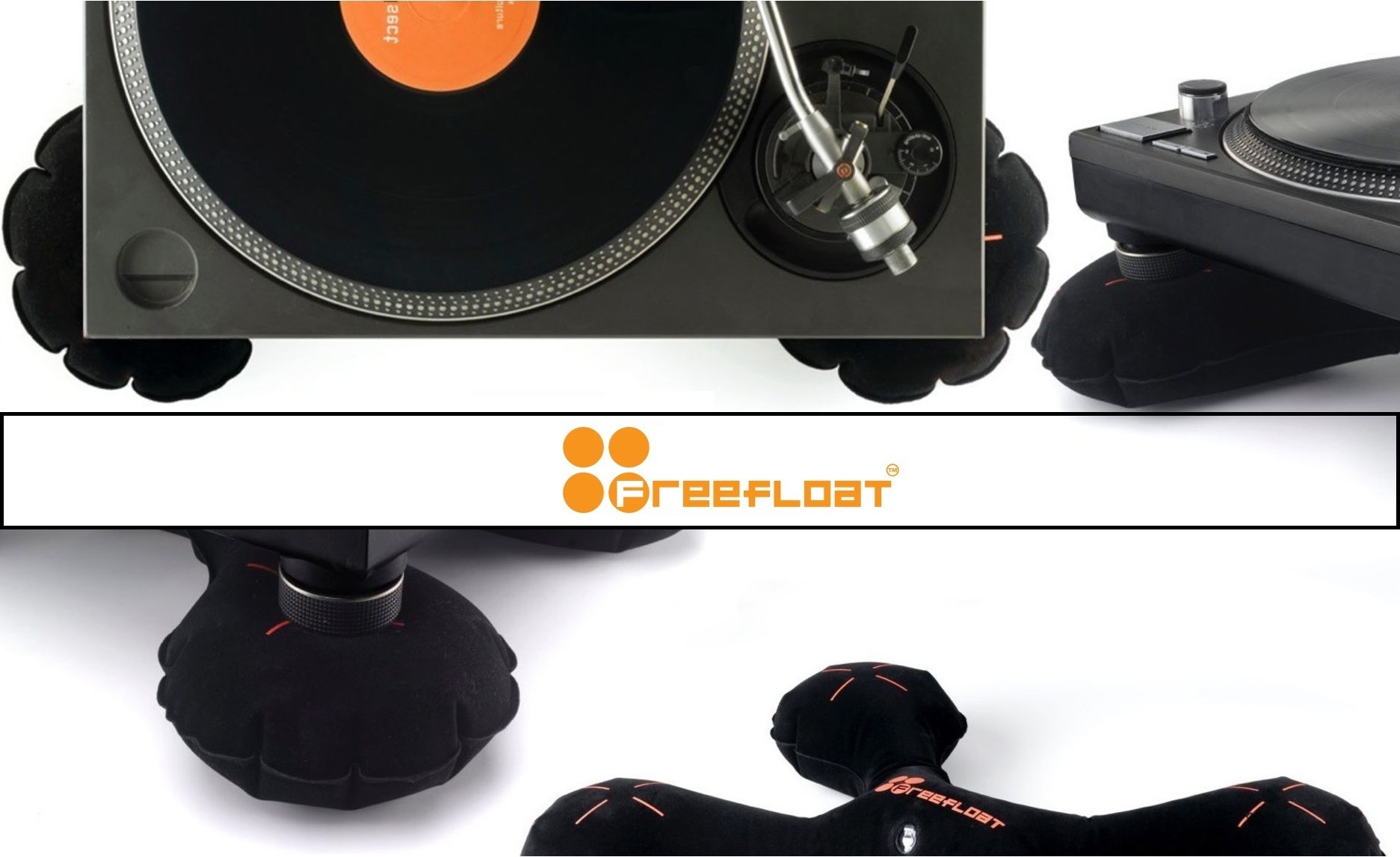 FREEFLOAT BLACK SUPPORTO GIRADISCHI LA COPPIA ANTI-VIBRAZIONE ANTI-FEEDBACK MIGLIORA FINO 20 VOLTE O 30DBU LA RESA ( PAIO )