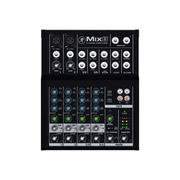 MACKIE Mix8 - MACKIE MIXER COMPATTO 6 INPUT CON 2 PREAMPLIFICATORI MICROFONICI