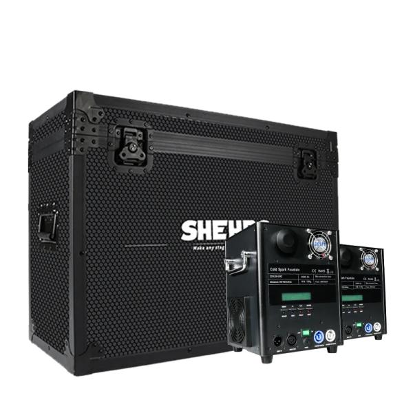 SHEHDS COPPIA SP650 SPARK MACHINE 650 WATT FONTANA LUMINOSA FREDDA DMX O TELECOMANDO WIRELESS + FLIGHTCASE
