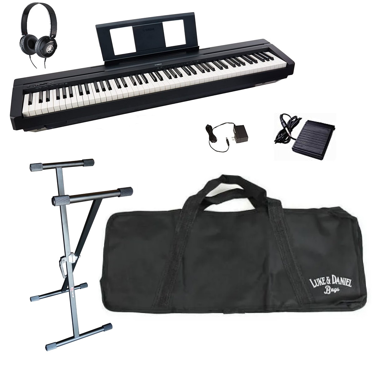 YAMAHA P45 TOUR BUNDLE PIANOFORTE DIGITALE 88 TASTI CON SUPPORTO CUFFIA LEGGIO PEDALE E ALIMENTATORE