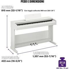YAMAHA YDP105 WH ARIUS WHITE PIANOFORTE DIGITALE 88 TASTI PESATI COLORE BIANCO