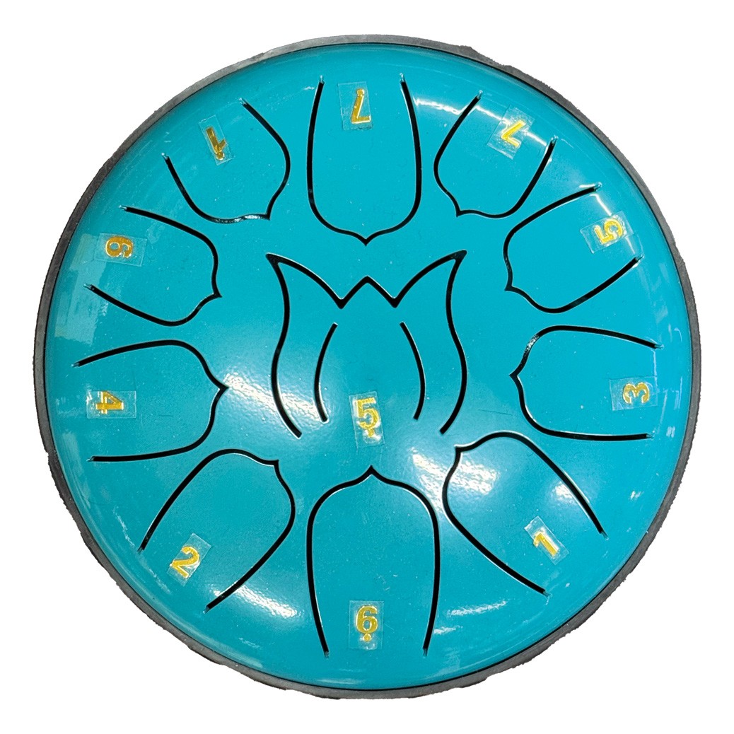 EXTREME STEEL TONGUE DRUM 11 TONI TAMBURO ARMONICO 16,5 CM TANK DRUM 6,5″ AZZURRO