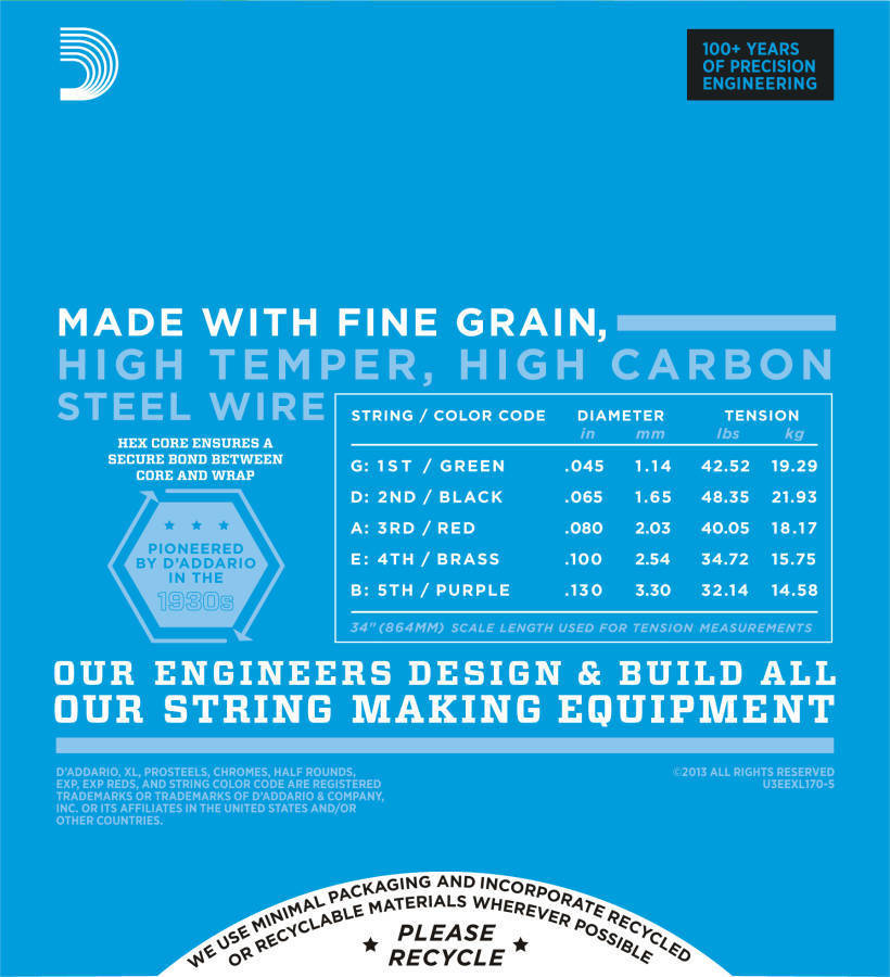 D'ADDARIO D' ADDARIO EXL170 CORDE PER BASSO 45-100