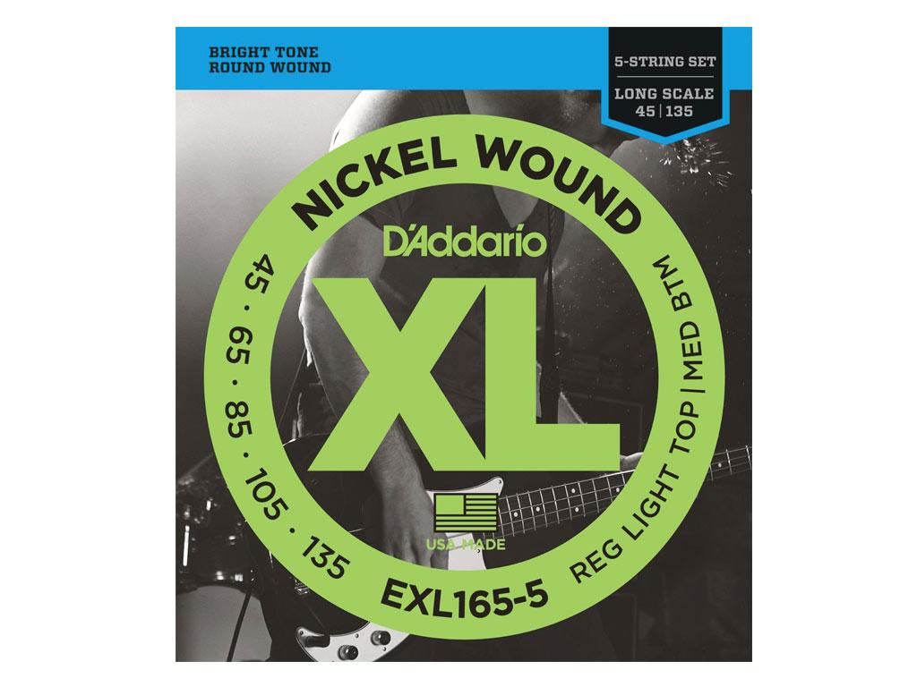 D'ADDARIO D' ADDARIO EXL165-5 CUSTOM LIGHT CORDIERA PER BASSO ELETTRICO 5 CORDE 045-135
