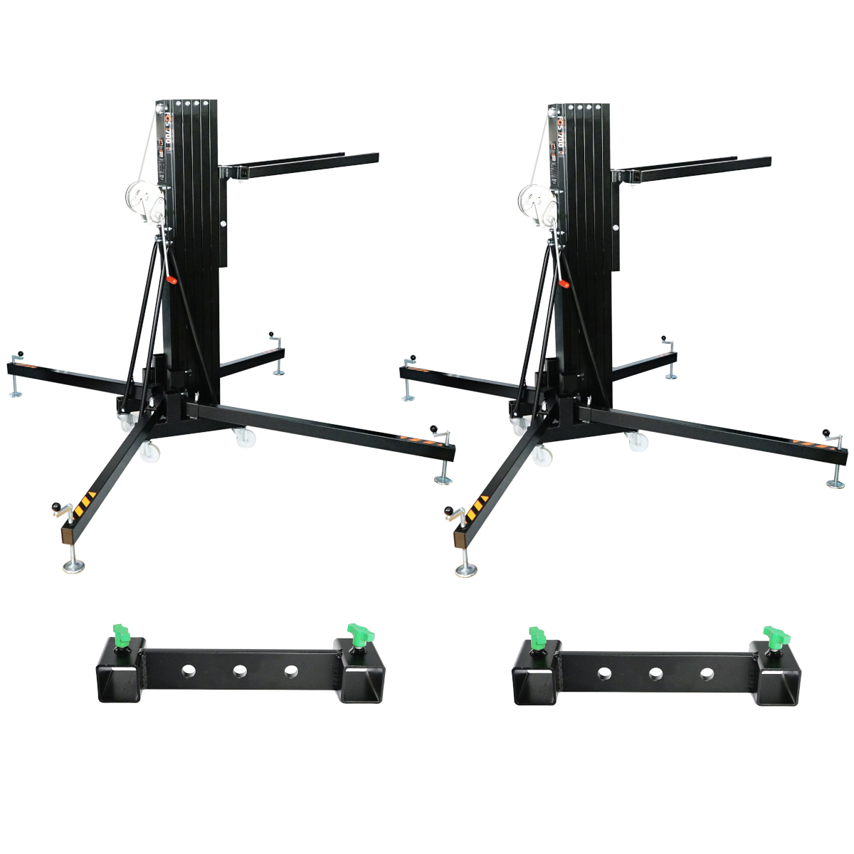 FOS TECHNOLOGIES TOWER 700 COPPIA ELEVATORI A CARICO FRONTALE 270KG 6 65 METRI + 2 ACCESSORI LINE ARRAY