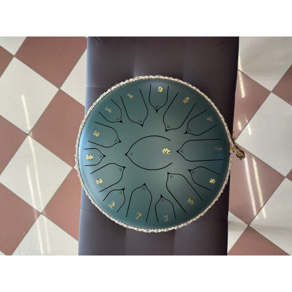 EXTREME STEEL TONGUE 15 TONI TAMBURO ARMONICO 32,5CM TANK DRUM 13″ COLOR VERDE OPACO