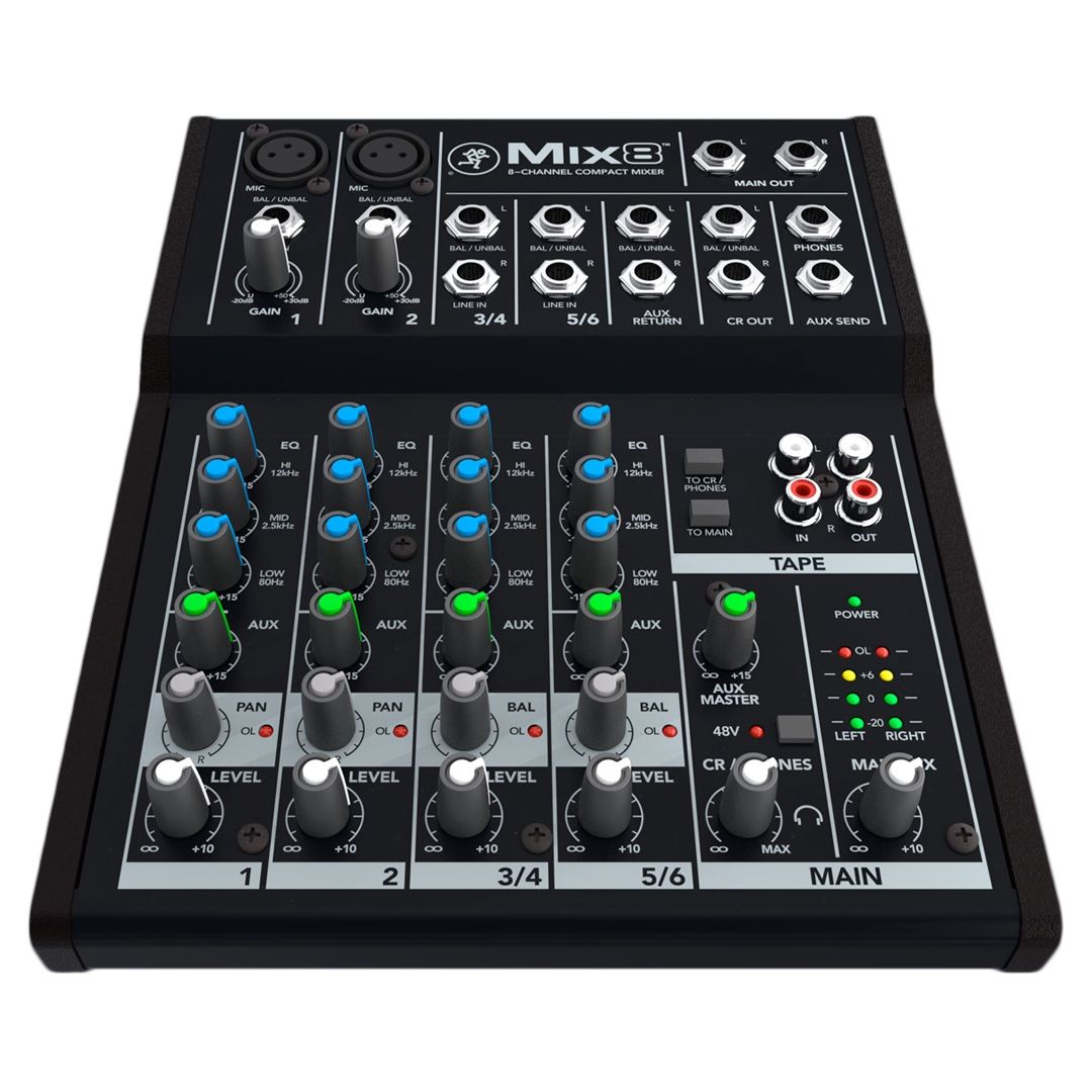 MACKIE MIX8 MIXER COMPATTO 6 INPUT 2 CANALI MICROFONICO + 2 CANALI STEREO JACK